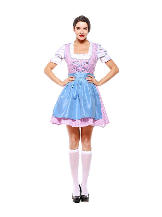 Womens Short Multicolor Dress Oktoberfest Fraulein Costume