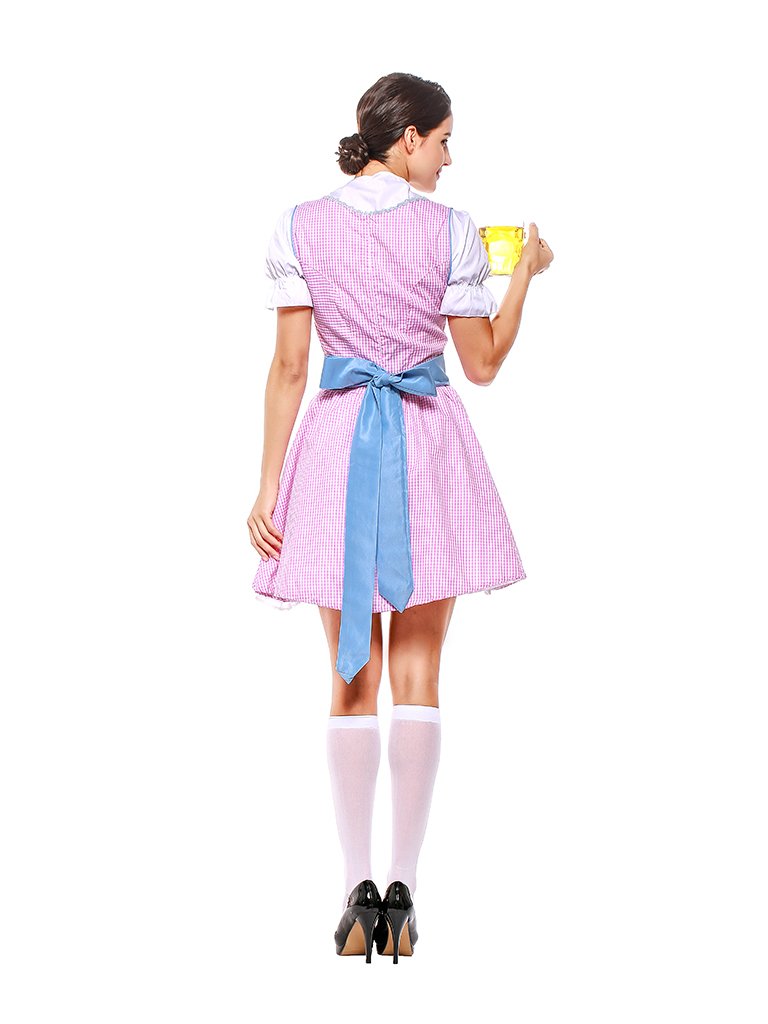 Womens Short Multicolor Dress Oktoberfest Fraulein Costume