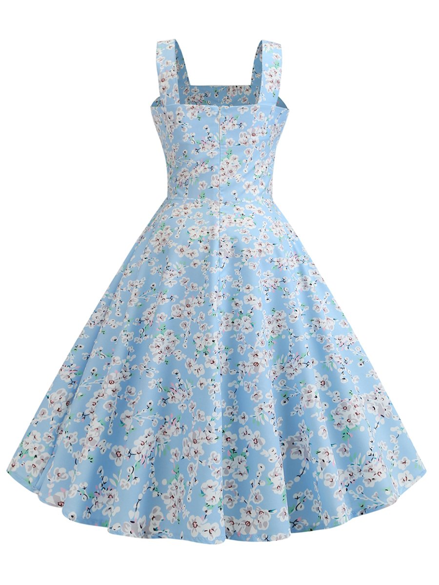 1950s Dress Spaghetti Strap Pastoral Style Dress