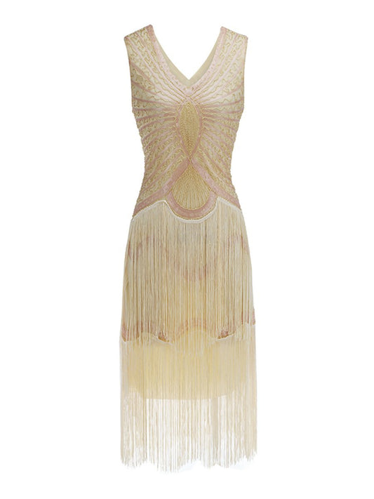 1920s V Neck Sequin Flapper Dance Dress