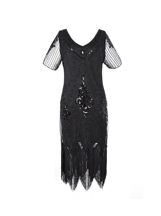 1920s Dress Gorgeous V-neck Sequined Slim Dress