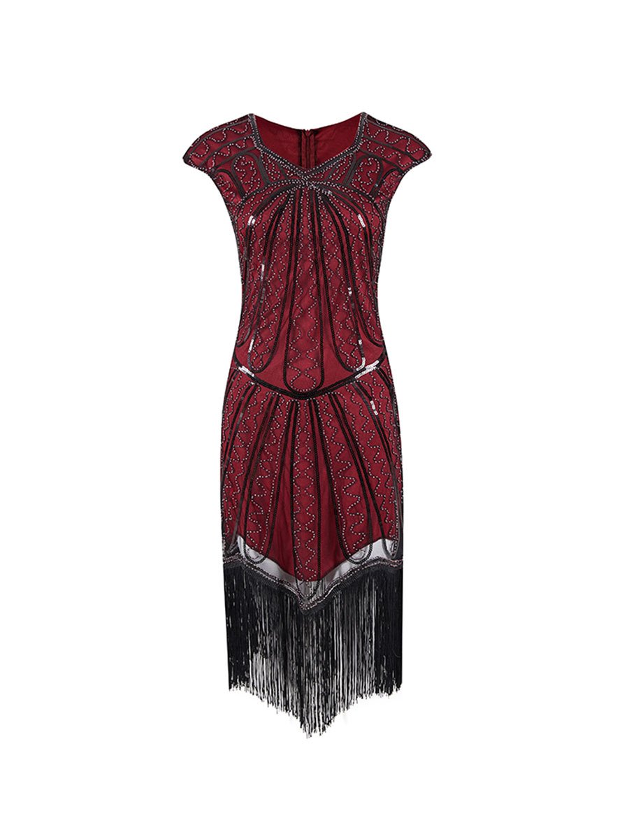 1920s Dress Retro Fringed Hand-knitted Sequin Dress