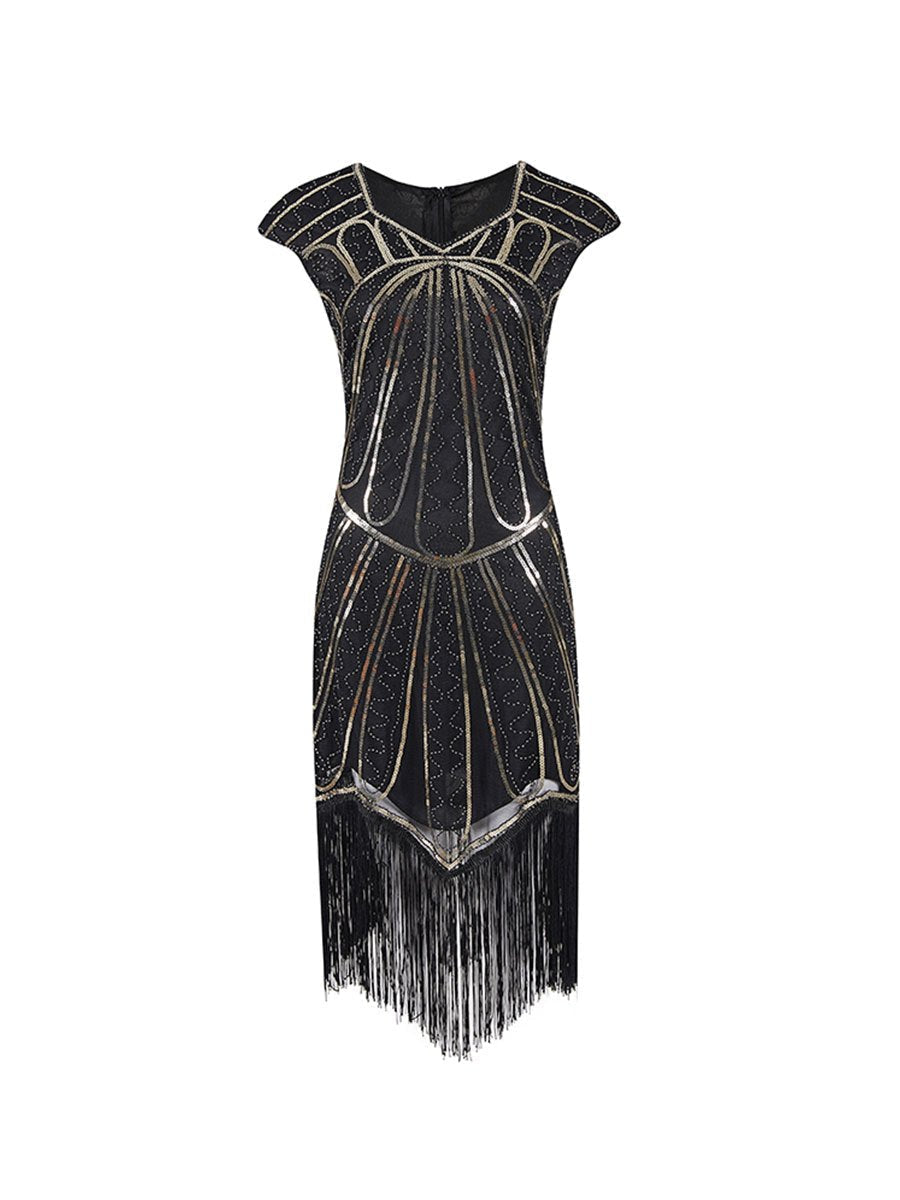 1920s Dress Retro Fringed Hand-knitted Sequin Dress