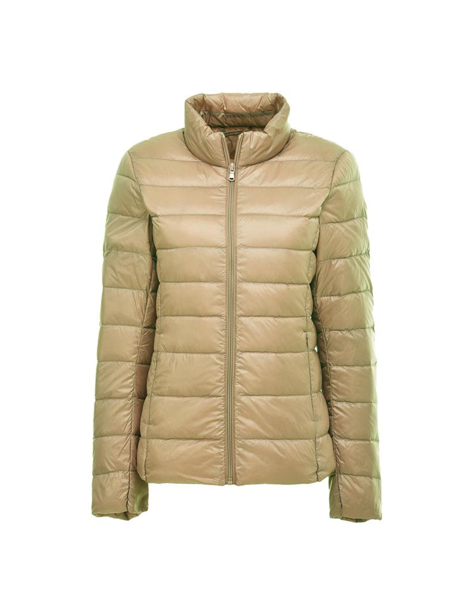 Womens Down Jacket Zip Quilted Jacket High Neck Windproof Jacket Warm Winter Coat