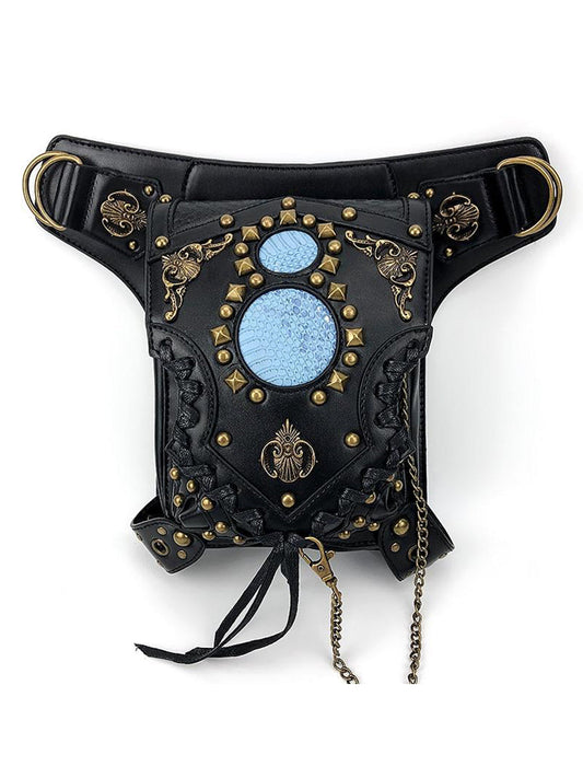 Womens Steampunk Bags Gothic Messenger Bag Vintage Rivet&Chain Leg Bag