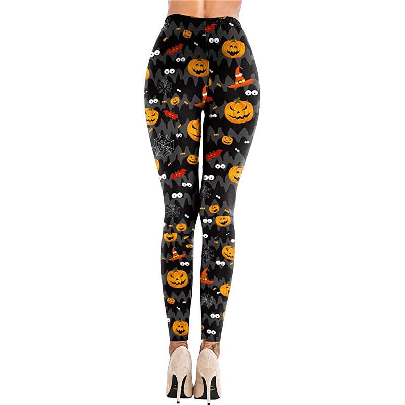 Women's Yoga Pants For Halloween Pumpkin Print Slim Stretch Pants