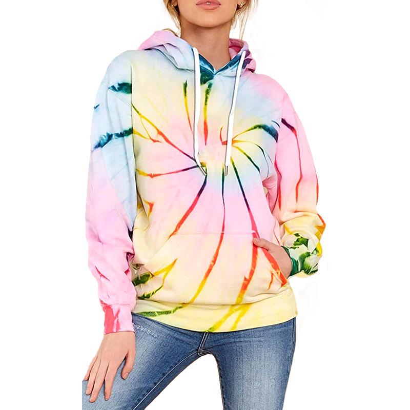 Y2k Fashion Tie Dye Hoodie Long Sleeve Sports Hooded Sweatshirt