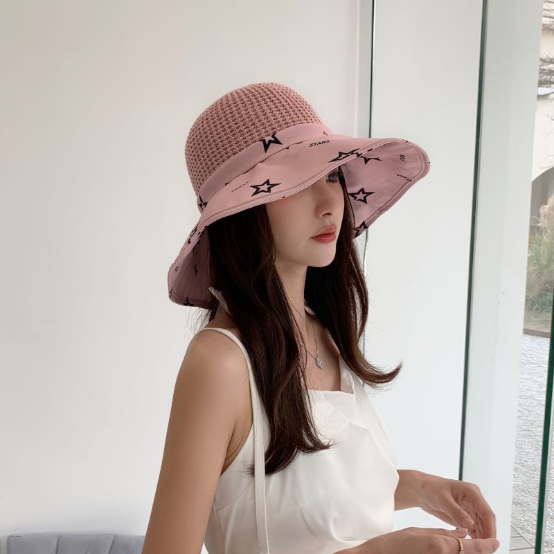 Women's Sun Hat Mesh Breathable Star Print Summer Outdoor Beach Hat