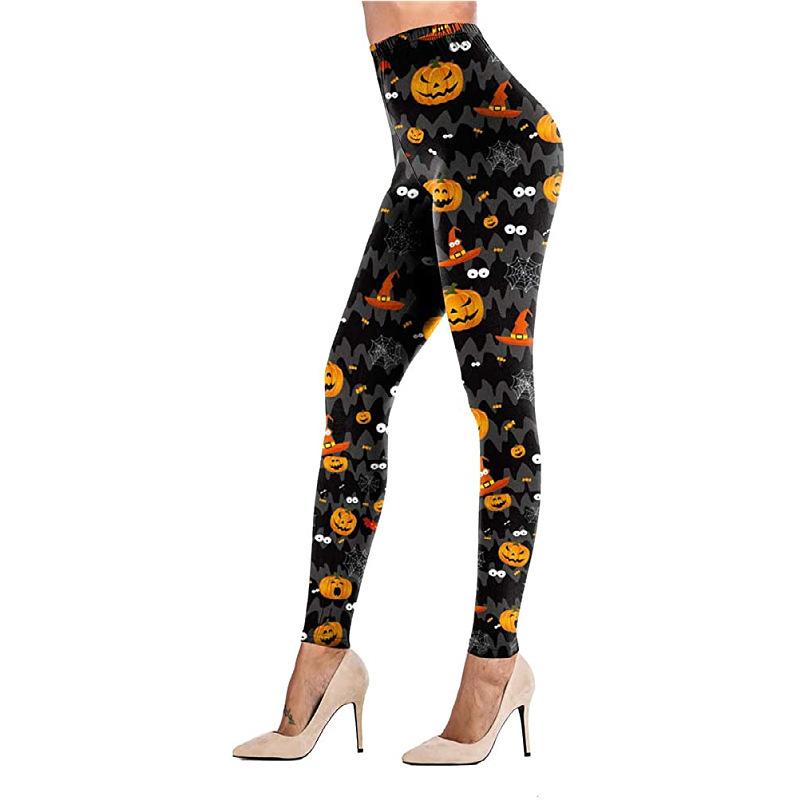 Women's Yoga Pants For Halloween Pumpkin Print Slim Stretch Pants