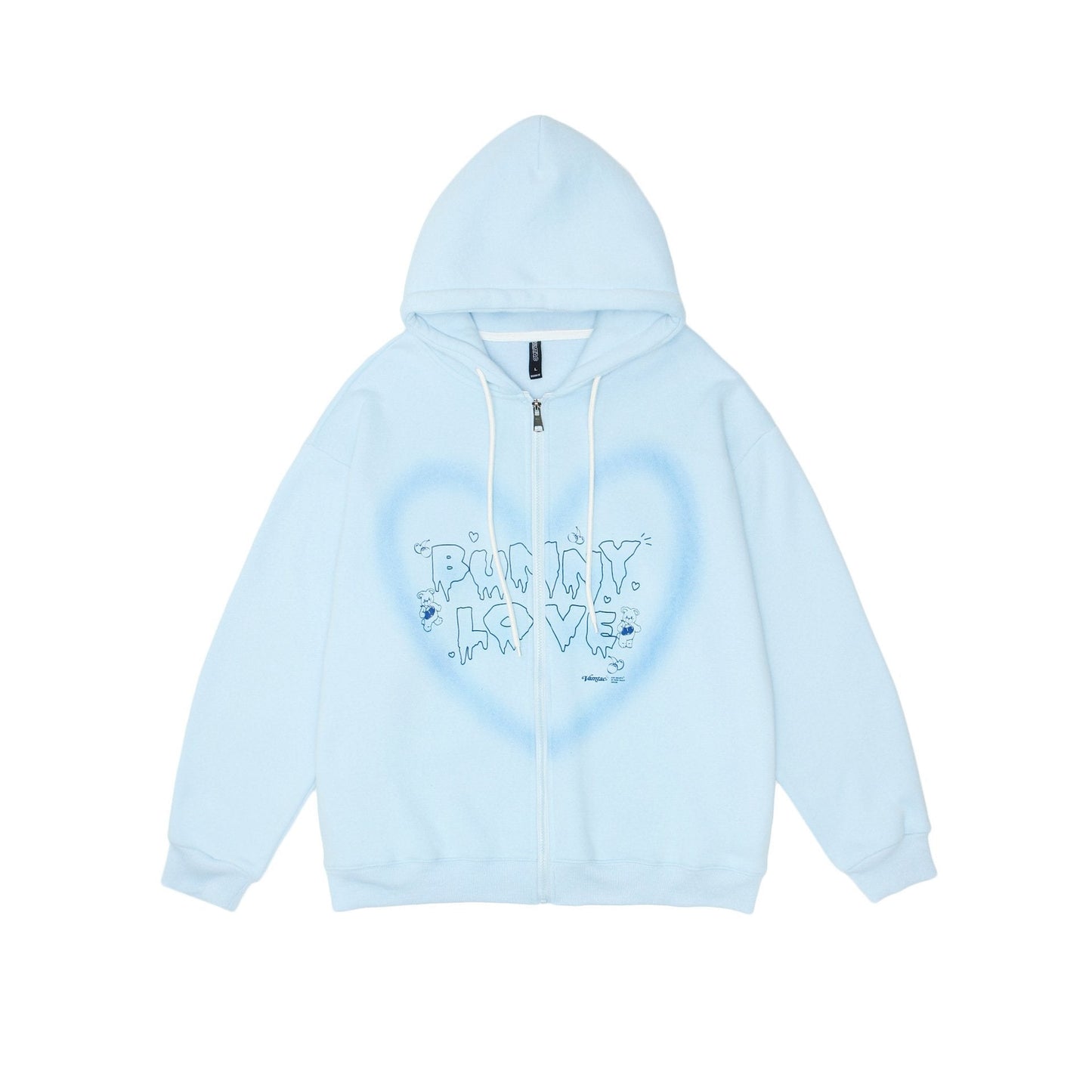 Y2k Zip Up Hoodie Graffiti Heart Letter Floral Fleece Sweatshirt