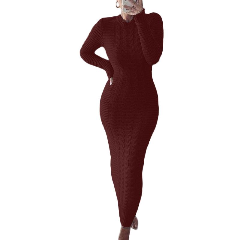 Women's Sweater Dress Long Sleeves Cable Knit Party Bodycon Dress