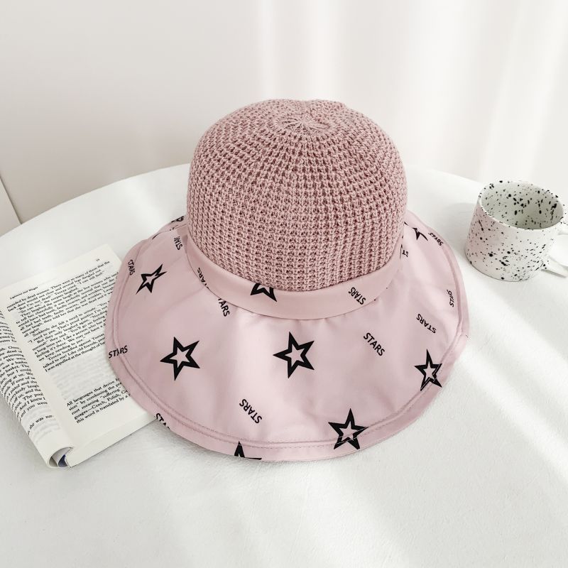 Women's Sun Hat Mesh Breathable Star Print Summer Outdoor Beach Hat