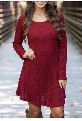 Women's Sweater Dress Crew Neck Slim Fit Casual Knitted Dress