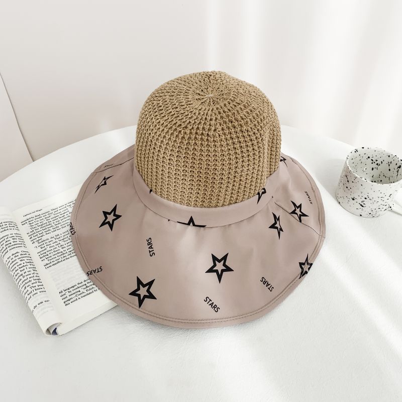 Women's Sun Hat Mesh Breathable Star Print Summer Outdoor Beach Hat