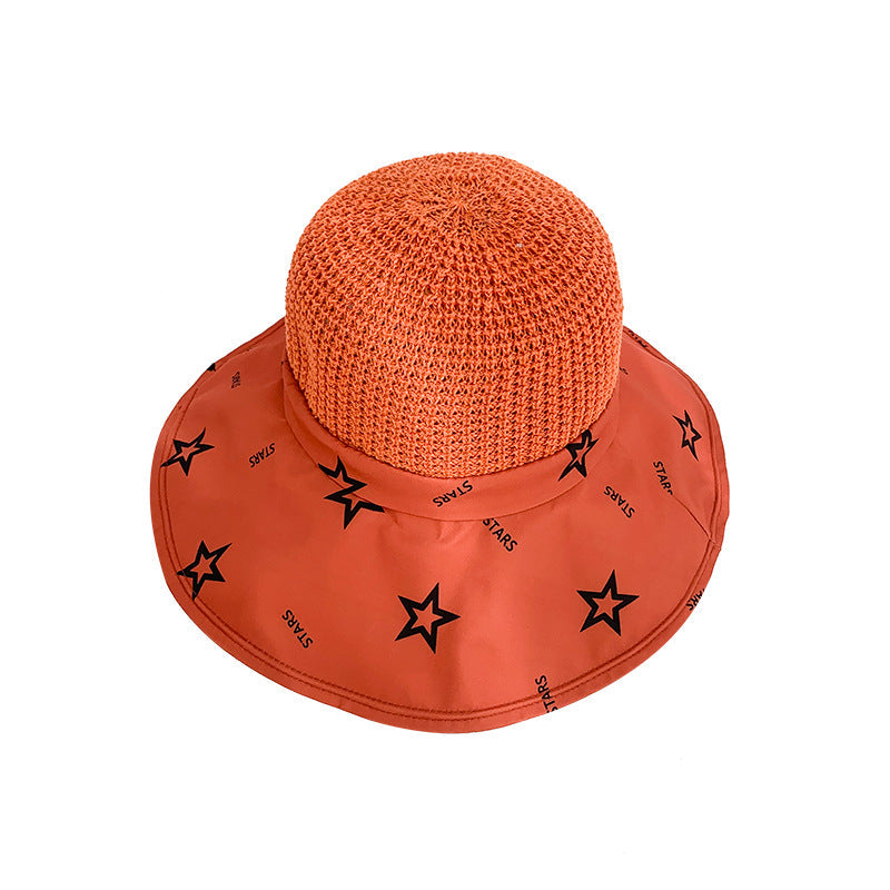 Women's Sun Hat Mesh Breathable Star Print Summer Outdoor Beach Hat