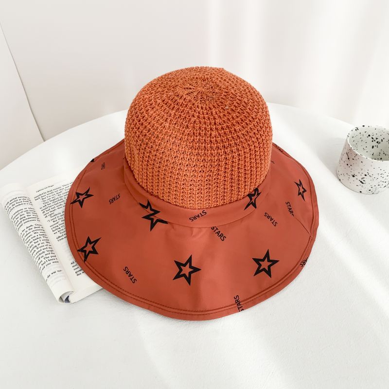 Women's Sun Hat Mesh Breathable Star Print Summer Outdoor Beach Hat