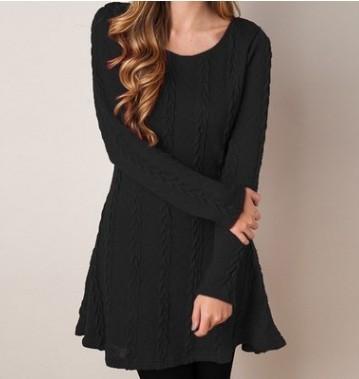 Women's Sweater Dress Crew Neck Slim Fit Casual Knitted Dress