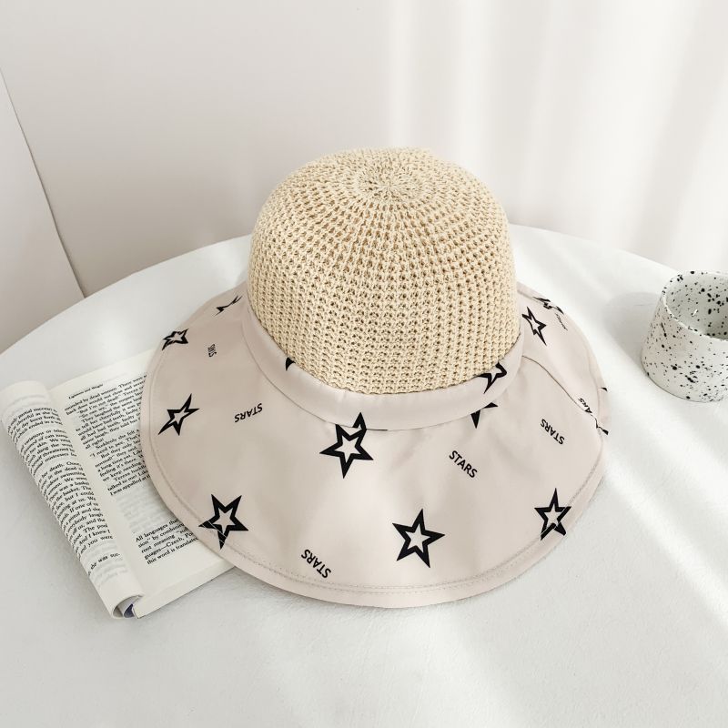 Women's Sun Hat Mesh Breathable Star Print Summer Outdoor Beach Hat