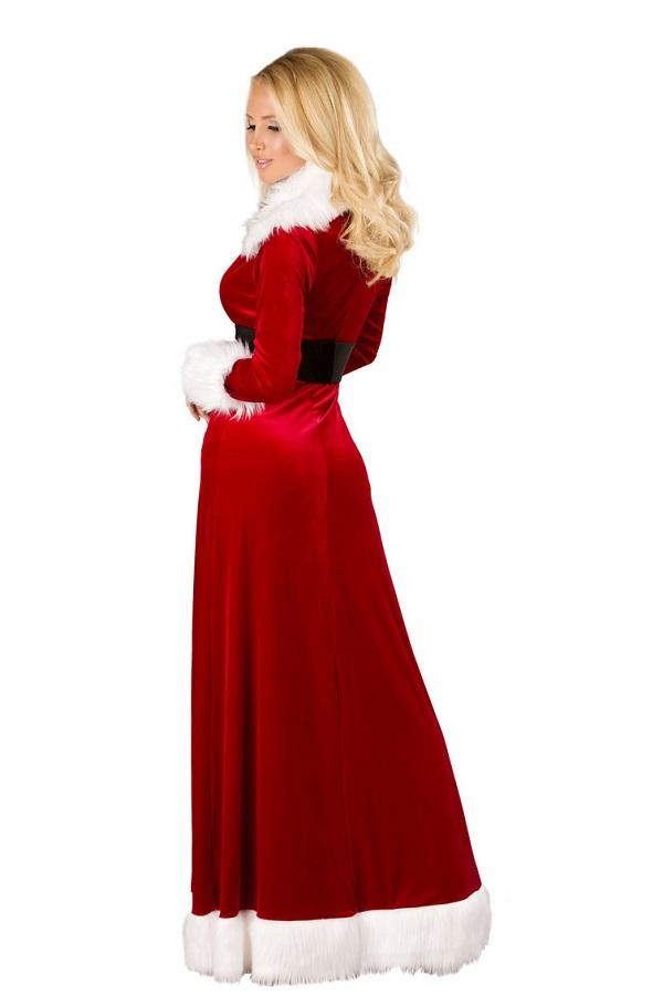 Womens Christmas Velvet Overcoat Sexy Mrs Santa Cosplay Costume