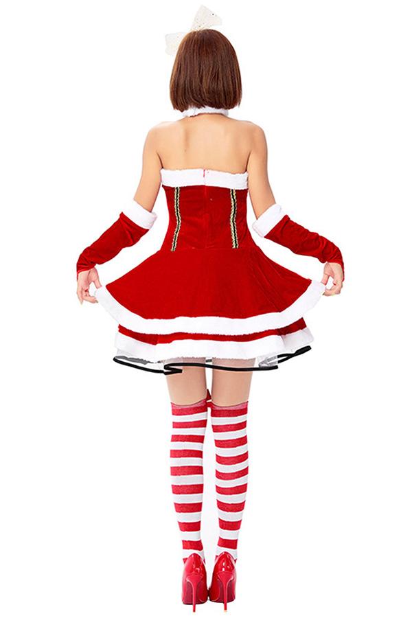 Womens Sexy Strapless Santa Christmas Costume