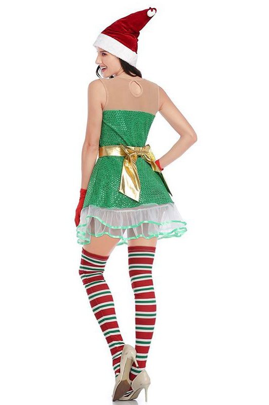 Womens Elf Costume Dress For Christmas