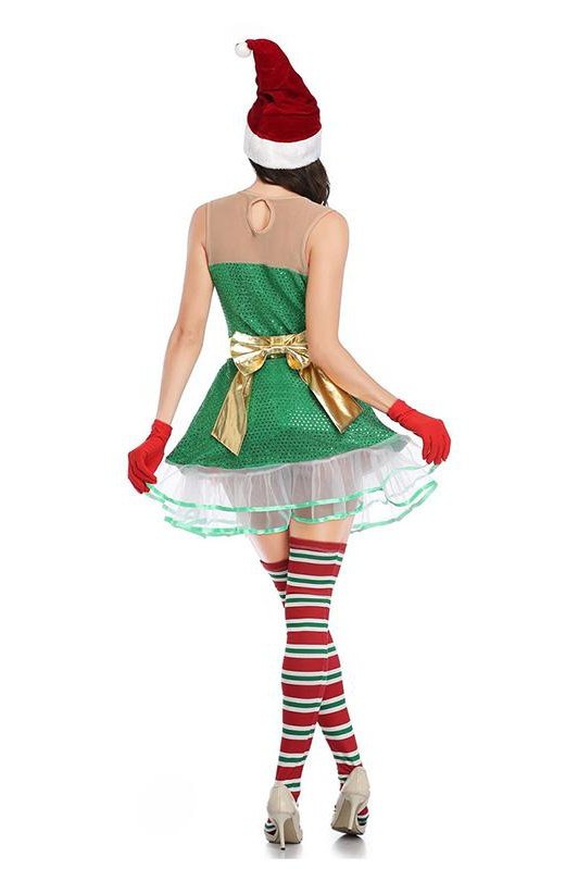 Womens Elf Costume Dress For Christmas