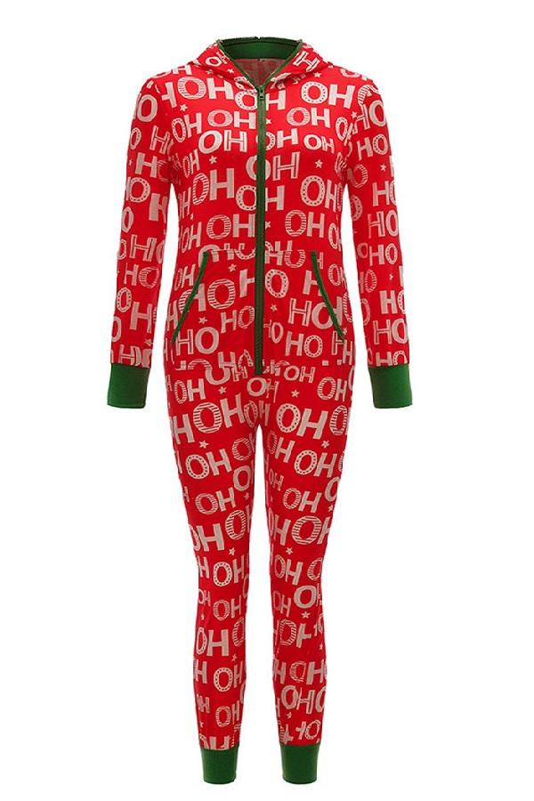 Womens Ho Ho Ho Christmas Onesie Adult Jumpsuit Casual Outfit