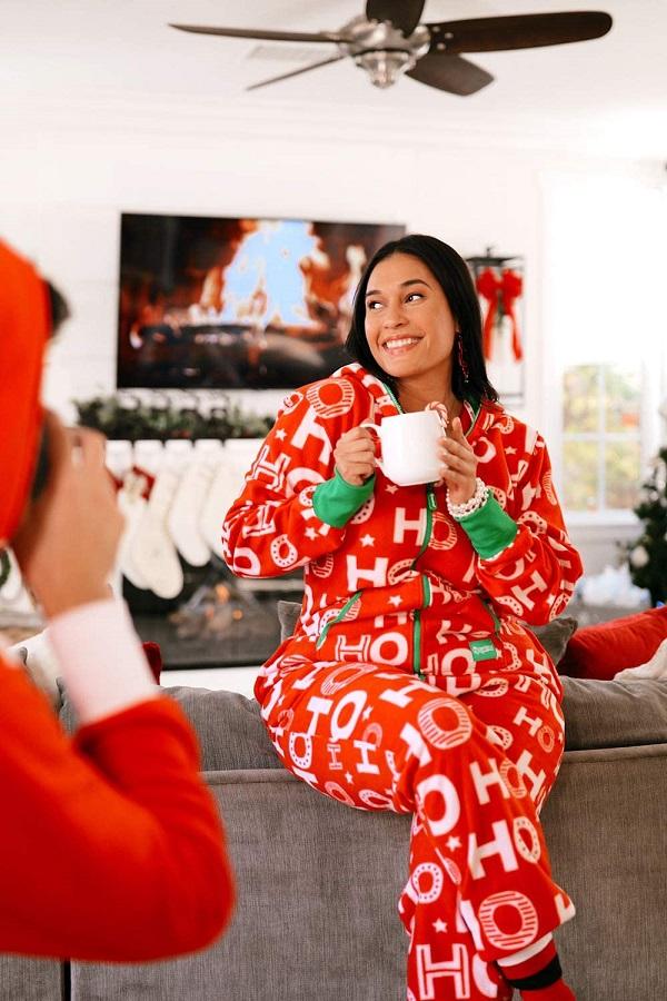 Womens Ho Ho Ho Christmas Onesie Adult Jumpsuit Casual Outfit