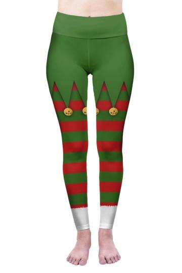 Womens Santa Helper Christmas Leggings Green