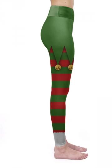 Womens Santa Helper Christmas Leggings Green