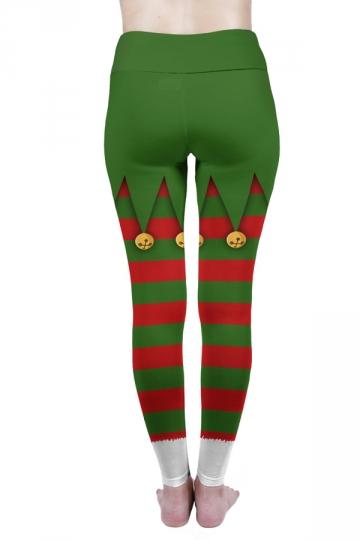 Womens Santa Helper Christmas Leggings Green