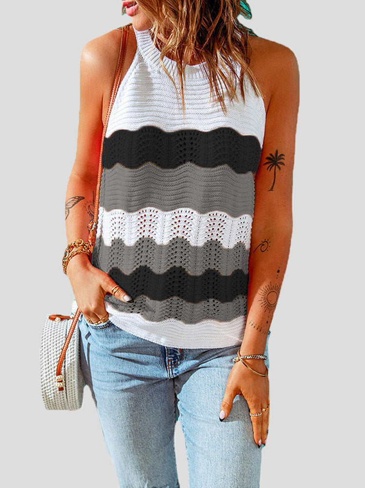 Women's Tank Tops Contrast Knit Sleeveless Tank Tops