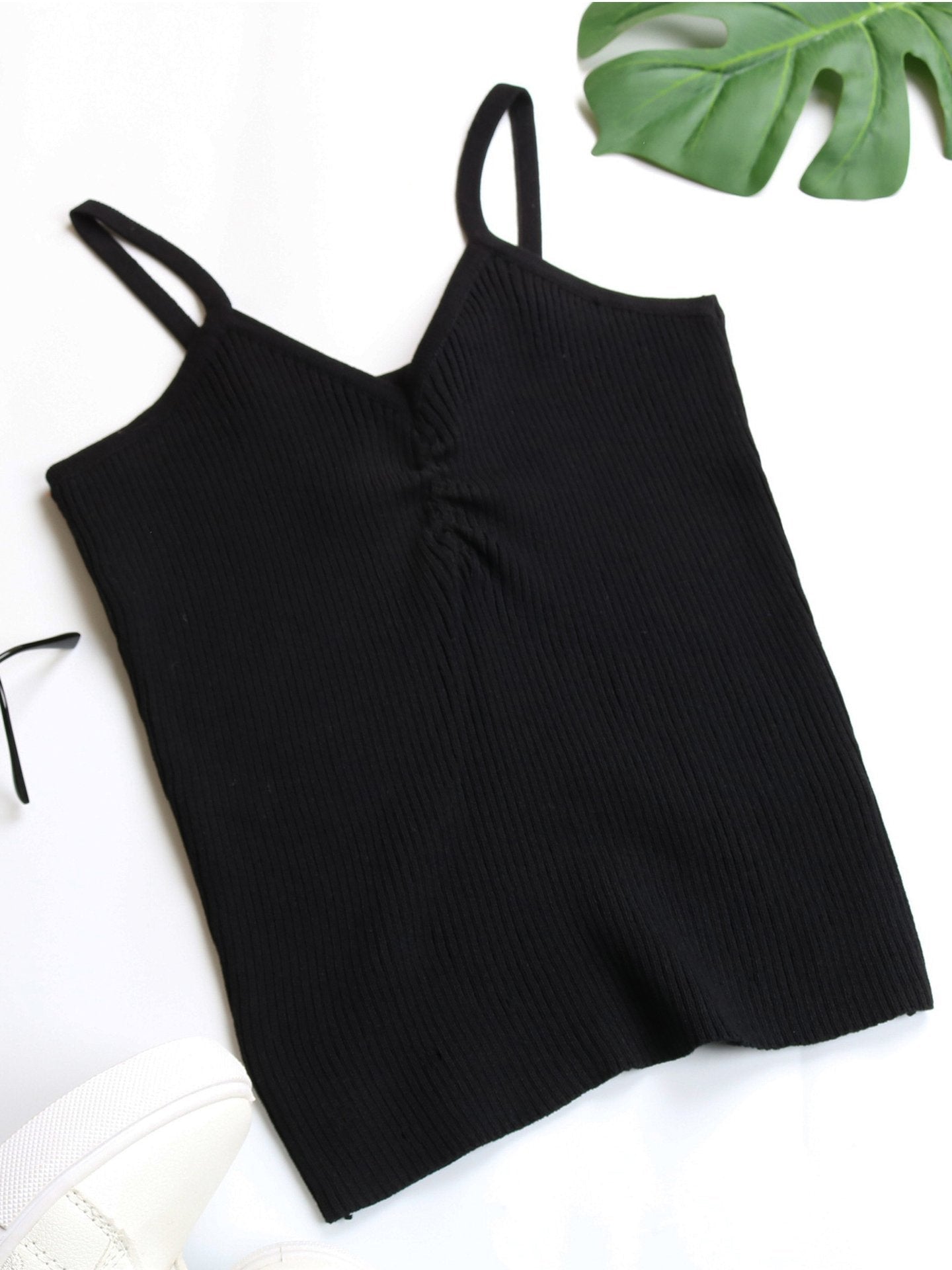 Women's Solid Color Pleated Camisole Top