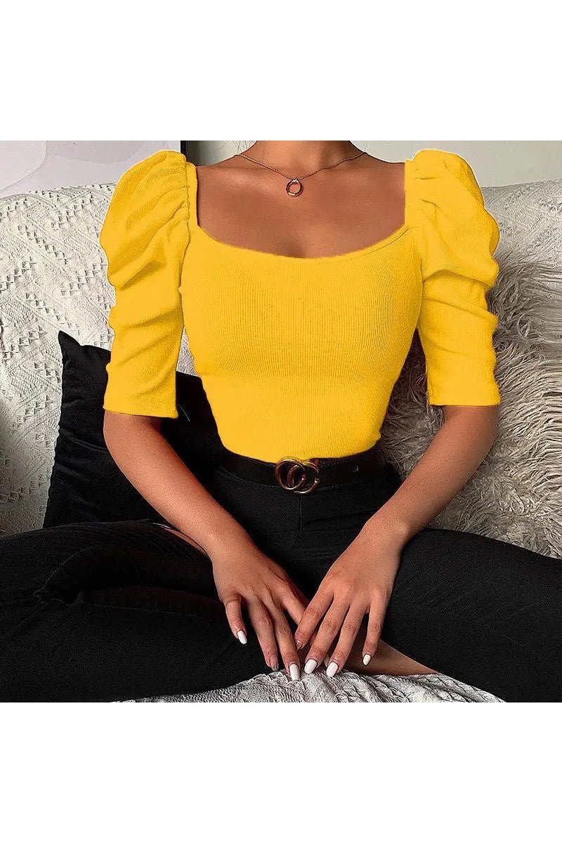 Women's Summer Lantern Sleeve Knit Top