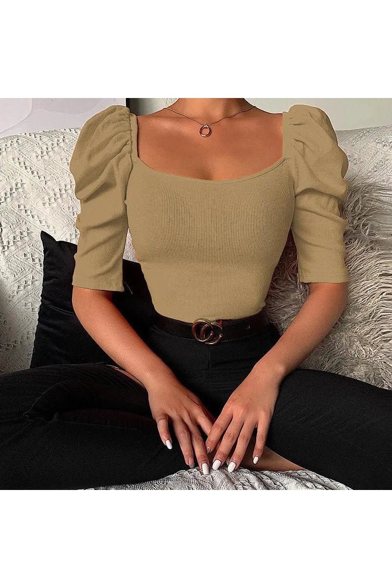 Women's Summer Lantern Sleeve Knit Top