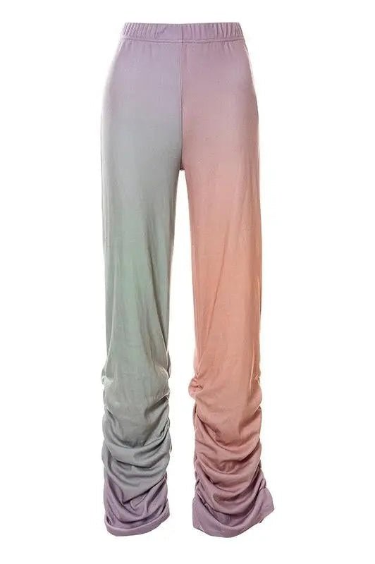 Women's Tie Dye Elastic Waist Stacked Pants