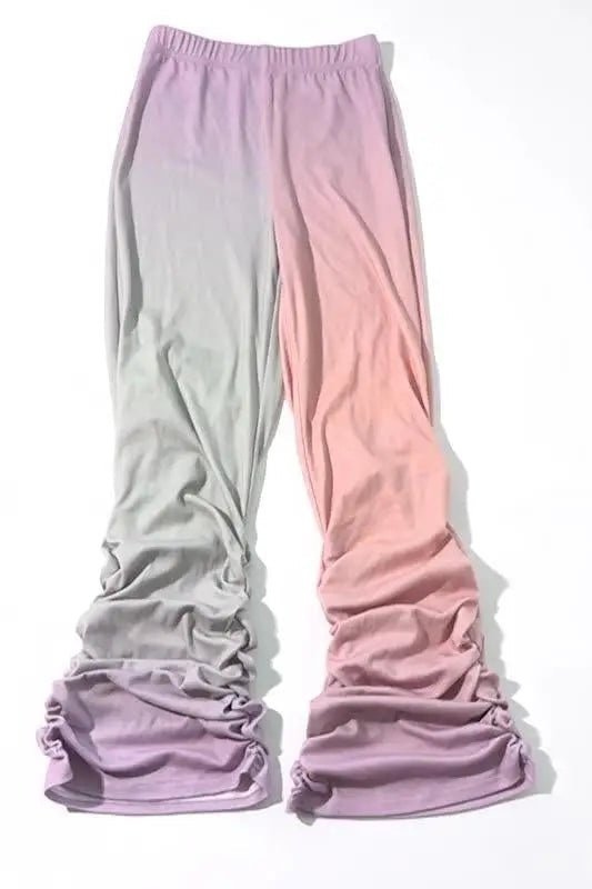 Women's Tie Dye Elastic Waist Stacked Pants