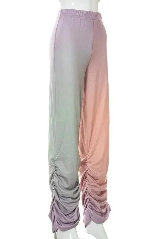 Women's Tie Dye Elastic Waist Stacked Pants