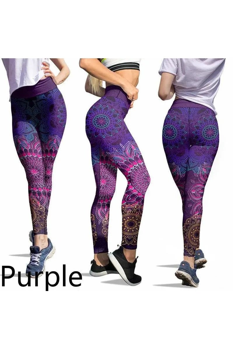 Women's Tribal Print Tummy Control Workout Yoga Leggings