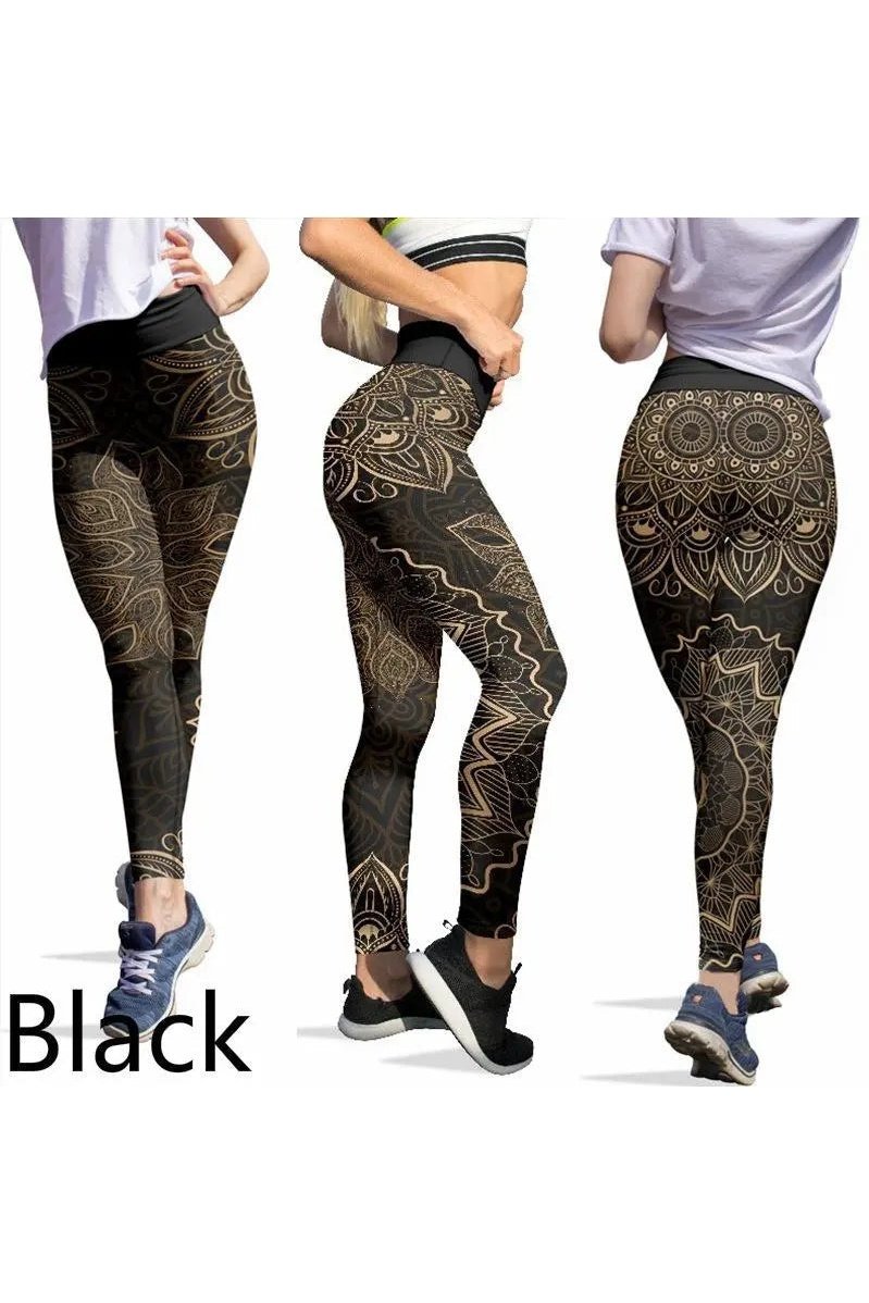 Women's Tribal Print Tummy Control Workout Yoga Leggings