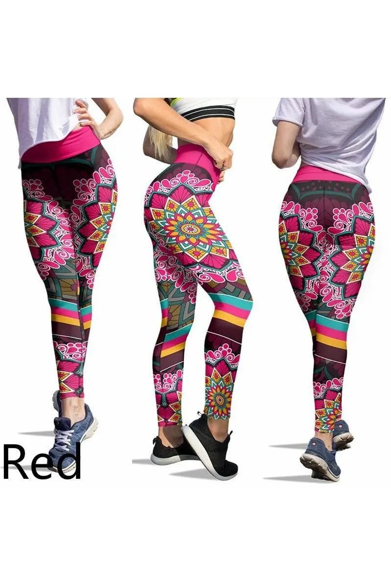 Women's Tribal Print Tummy Control Workout Yoga Leggings