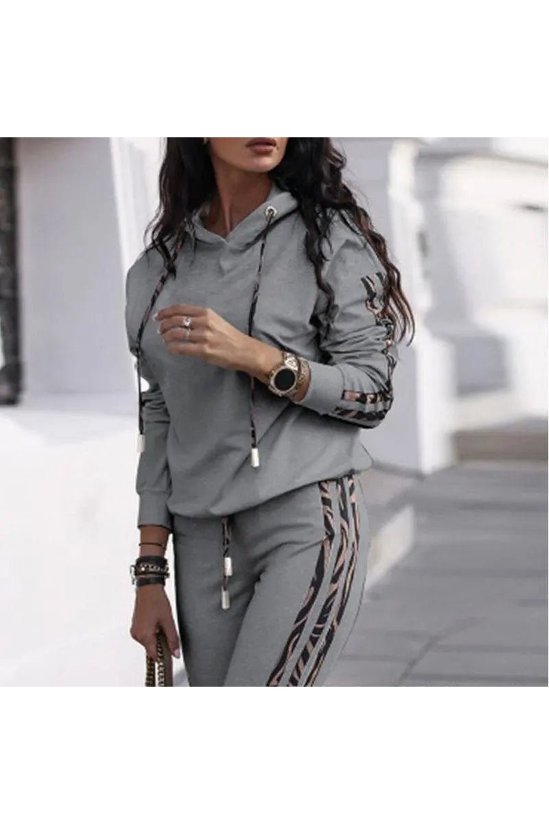 Women's Two Piece Outfit Striped Hoodie And Sweatpants Set