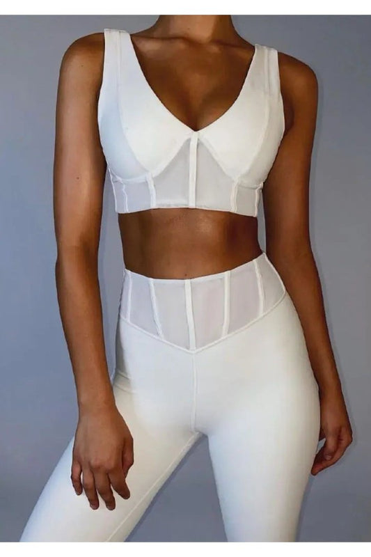 Women's Two Piece Stretchy Sport Bra And High Waist Leggings Set