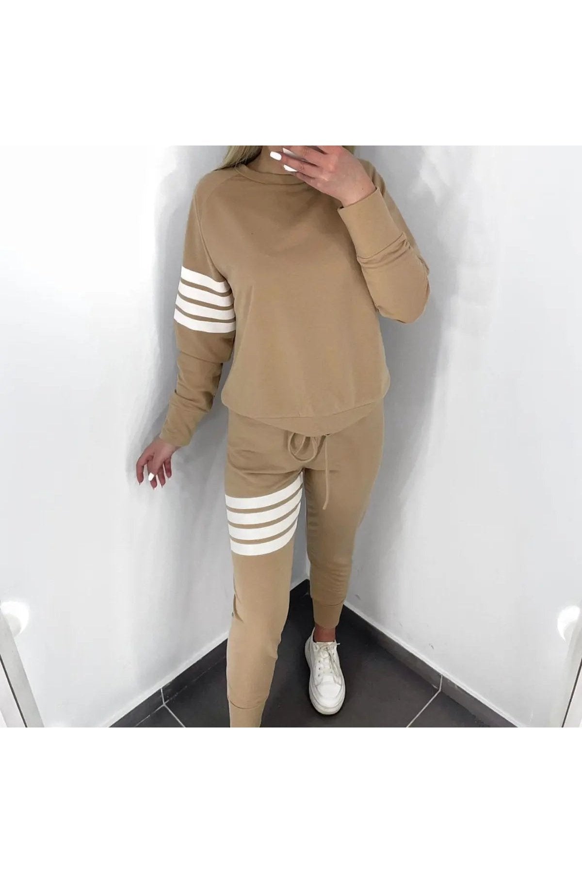 Women's Two Piece Striped Sweatshirt And Jogger Pants Set