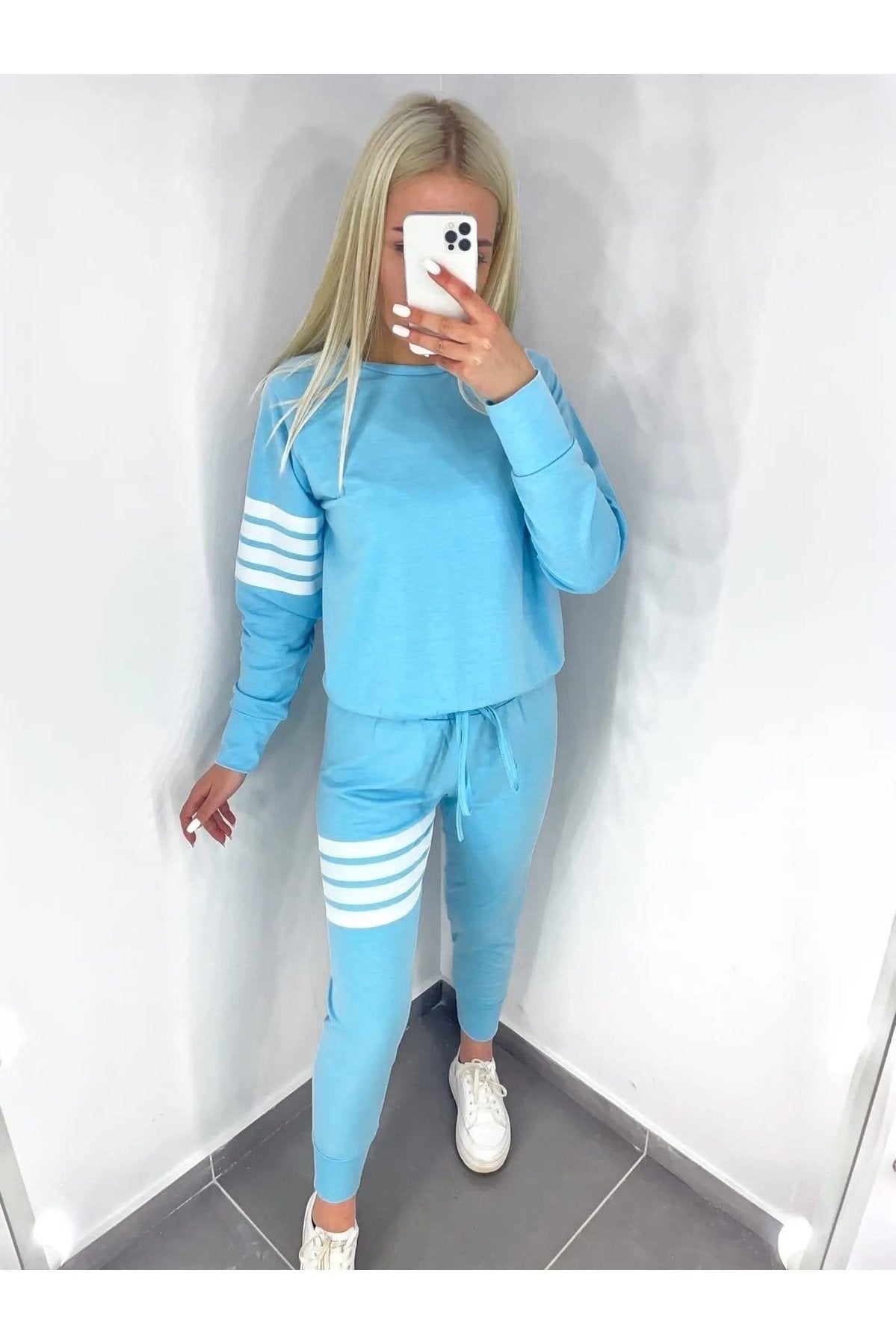 Women's Two Piece Striped Sweatshirt And Jogger Pants Set