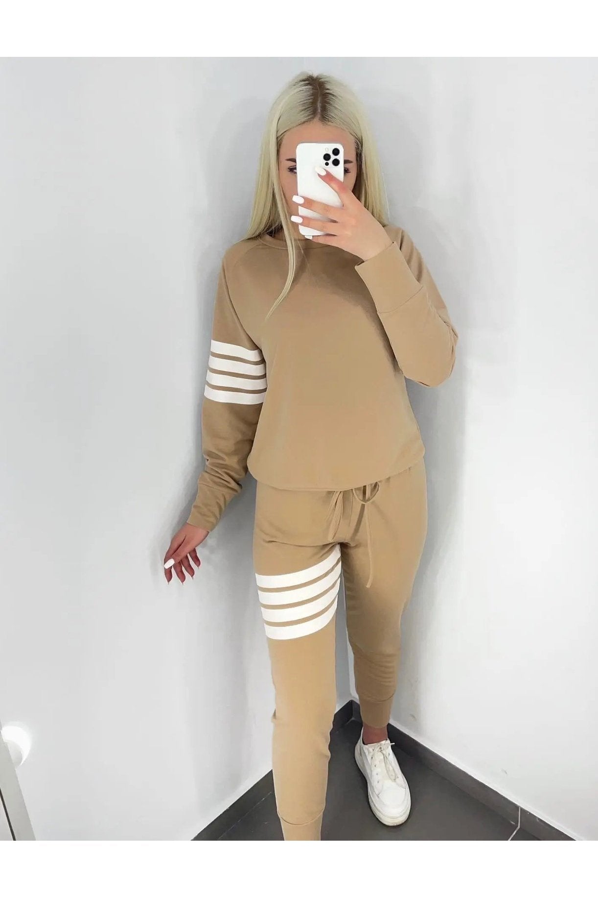 Women's Two Piece Striped Sweatshirt And Jogger Pants Set