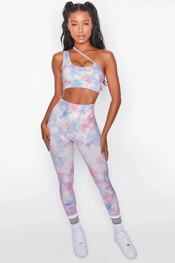 Women's Two Piece Tie Dye Yoga Crop Top And Leggings Set