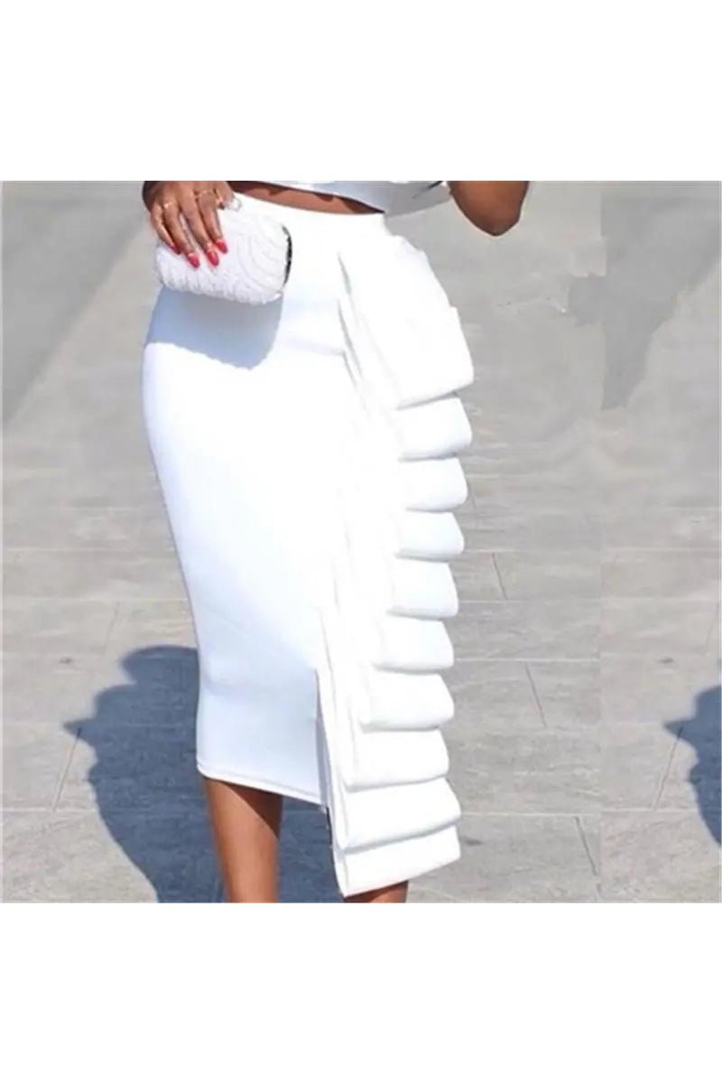 Women's Two Piece Tube Crop Top And Layered Bodycon Skirts Set