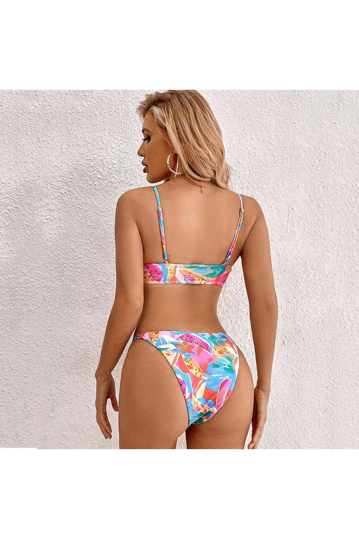 Women's Two Piece Watermelon Print High Cut Bikini Swimsuit