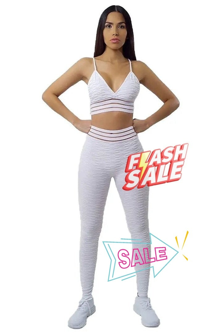 Women's Two Piece Yoga Bra And Tummy Control Leggings Outfit